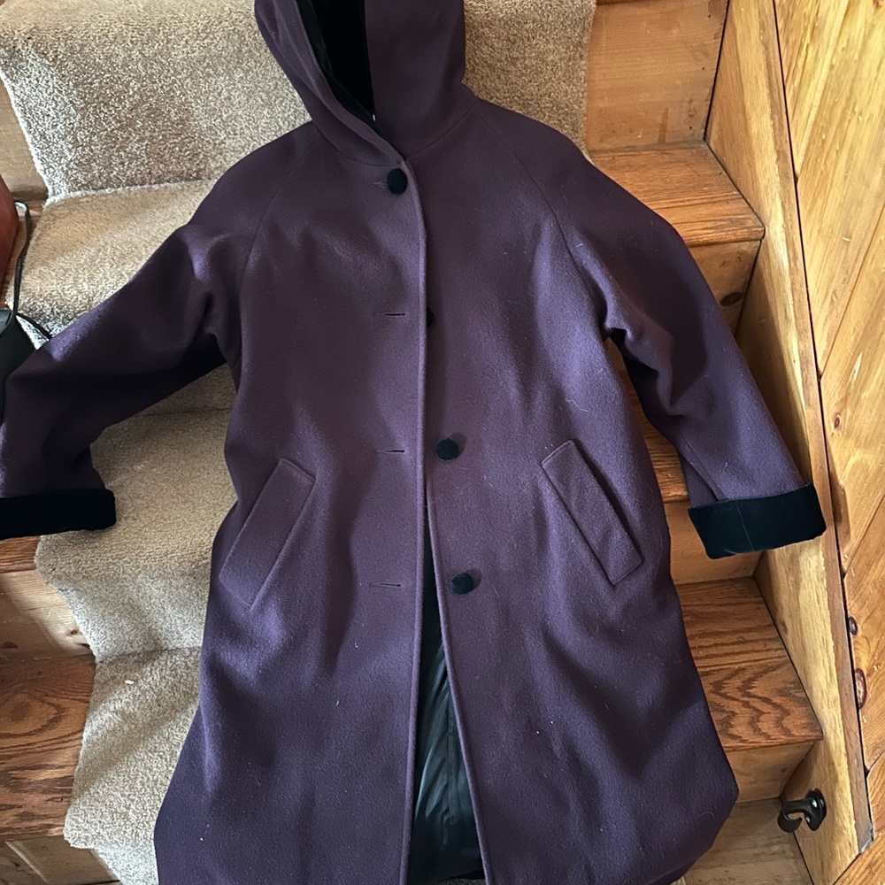 Worthington Plum Hooded Pea Coat